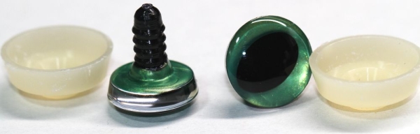 1 Paar Sicherheitsaugen trapezoid grün metallic 18 mm Katze Drache