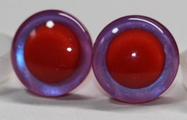 1 Paar Sicherheitsaugen trapezoid pink blau Prisma Color 18 mm rote Pupille