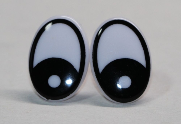 1 Paar 19 mm x 13 mm Sicherheitsaugen Comic weiß schwarz