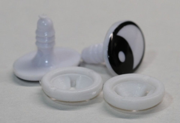 1 Paar 19 mm x 13 mm Sicherheitsaugen Comic weiß schwarz