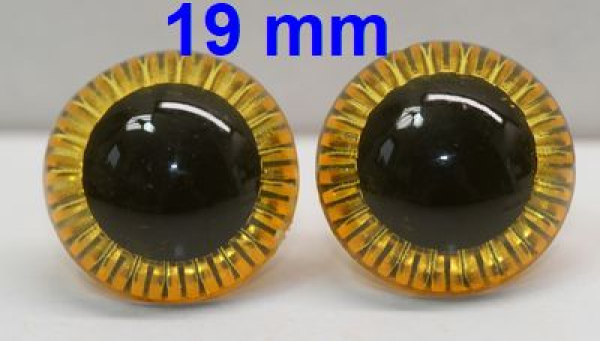 Sicherheitsaugen transparent durchgefärbt gelb Owl-Cut 19 mm