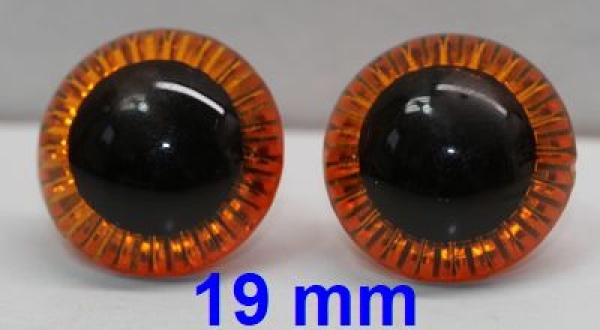 1 Paar Sicherheitsaugen Owl-Cut transparent durchgefärbt orange