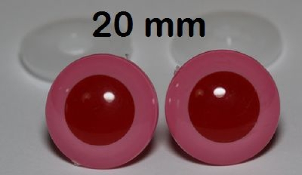 1 Paar Sicherheitsaugen rosa mit roter Pupille