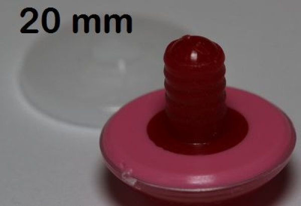 1 Paar Sicherheitsaugen rosa mit roter Pupille