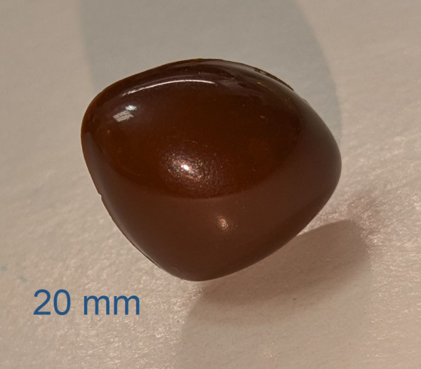 Sicherheitsnase dreieckig hart braun glänzend mit Sicherheitsscheibe 20 mm