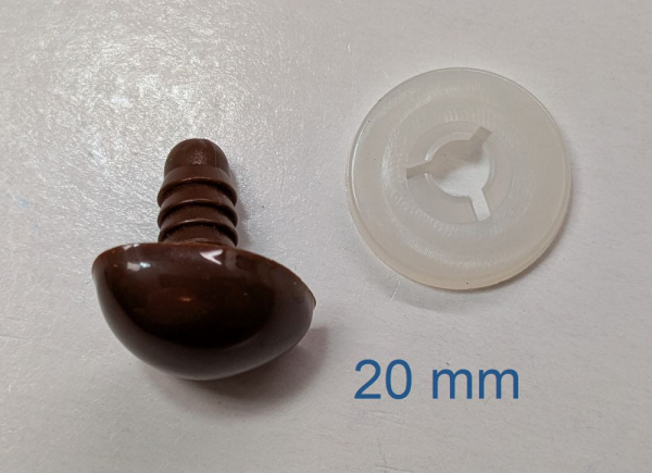 Sicherheitsnase dreieckig hart braun glänzend mit Sicherheitsscheibe 20 mm 2