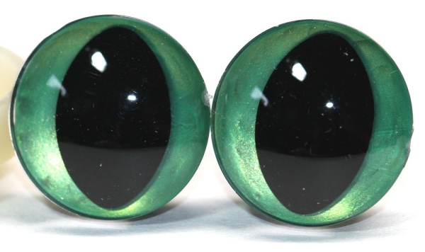 1 Paar Sicherheitsaugen trapezoid grün metallic 20 mm Katze Drache