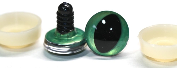 1 Paar Sicherheitsaugen trapezoid grün metallic 20 mm Katze Drache