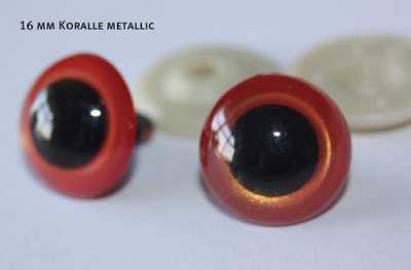 1 Paar Sicherheitsaugen koralle metallic