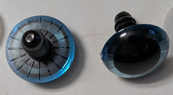 1 Paar 20 mm Sicherheitsaugen transparent durchgefärbt blassblau Strahlen