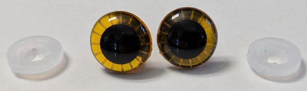 1 Paar 20 mm Sicherheitsaugen transparent durchgefärbt gelb Strahlen