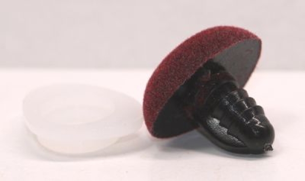 Sicherheitsnase dreieckig beflockt weinrot 22 mm x 17 mm mit Sicherheitsscheibe
