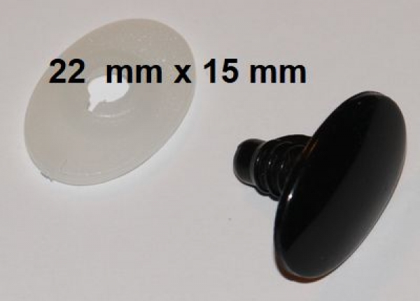 Sicherheitsnase 22 mm x 15 mm oval hart schwarz glänzend mit Sicherheitsscheibe
