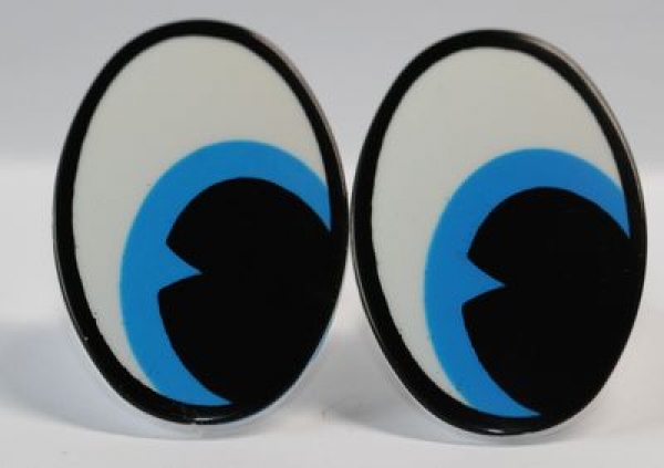 1 Paar 23 mm x 36 mm Sicherheitsaugen Comic weiß schwarz blau links - Kopie