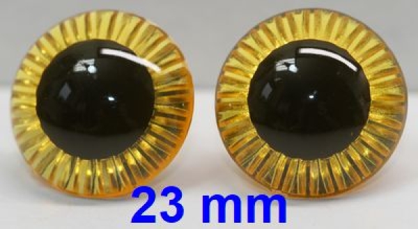 1 Paar Sicherheitsaugen Owl-Cut transparent durchgefärbt gelb