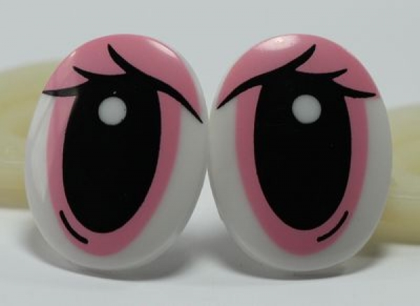 1 Paar 23 mm x 18 mm Sicherheitsaugen Comic weiß schwarz rosa