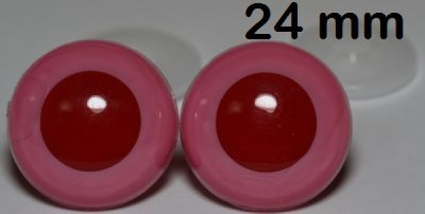 1 Paar Sicherheitsaugen rosa mit roter Pupille