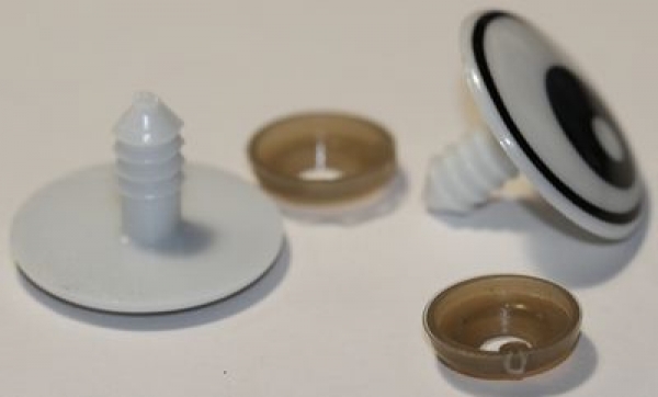 1 Paar 24 mm Sicherheitsaugen Comic weiß schwarz