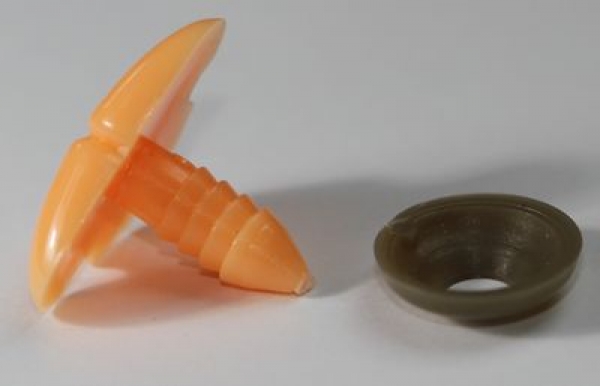 Sicherheitsnase 24 mm Katze hart hellorange mit Sicherheitsscheibe