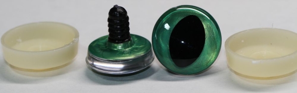 1 Paar Sicherheitsaugen trapezoid grün metallic 25 mm Katze Drache