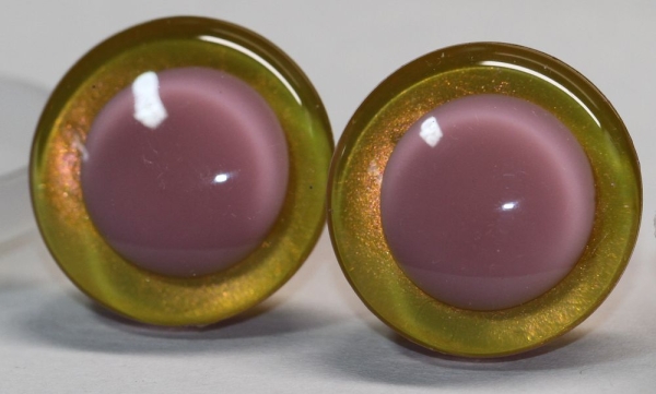 1 Paar Sicherheitsaugen trapezoid gelb orange Prisma Color 25 mm rosa Pupille