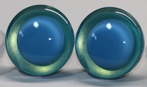 1 Paar Sicherheitsaugen trapezoid grün gelb türkis Prisma Color 25 mm blaue Pupille