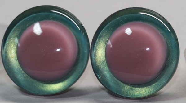 1 Paar Sicherheitsaugen trapezoid grün gelb türkis Prisma Color 25 mm rosa Pupille