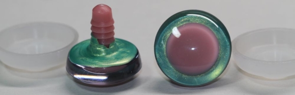 1 Paar Sicherheitsaugen trapezoid grün gelb türkis Prisma Color 25 mm rosa Pupille