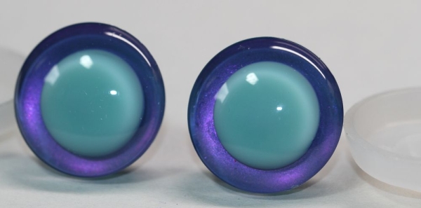 1 Paar Sicherheitsaugen trapezoid purpur blau Prisma Color 25 mm türkise Pupille