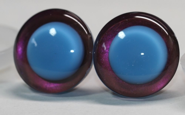 1 Paar Sicherheitsaugen trapezoid weinrot violett Prisma Color 25 mm blaue Pupille