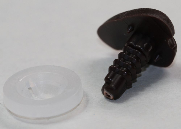 Sicherheitsnase 25 mm x 16 mm Katze hart dunkelbraun mit Sicherheitsscheibe