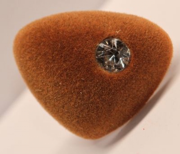 Sicherheitsnase dreieckig beflockt Braun 27 mm mit Glitzerstein und Sicherheitsscheibe