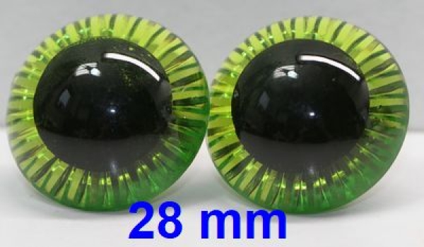 1 Paar Sicherheitsaugen Owl-Cut transparent durchgefärbt grün