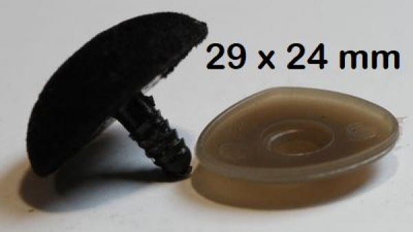 Sicherheitsnase dreieckig beflockt schwarz mit Sicherheitsscheibe 29 mm x 24  m 2
