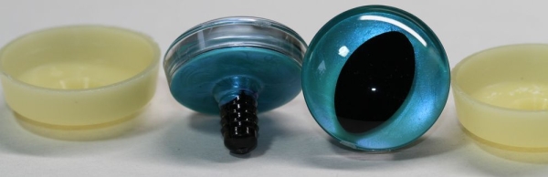 1 Paar Sicherheitsaugen trapezoid grün blau Prisma Color 30 mm Katze Drache