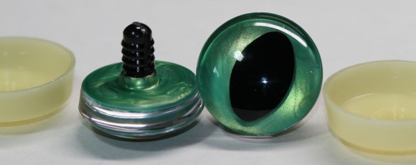 1 Paar Sicherheitsaugen trapezoid grün metallic 30 mm Katze Drache