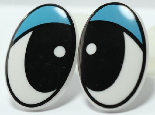 1 Paar 20 mm x 30 mm Sicherheitsaugen Comic weiß schwarz blau