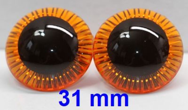 1 Paar Sicherheitsaugen Owl-Cut transparent durchgefärbt orange