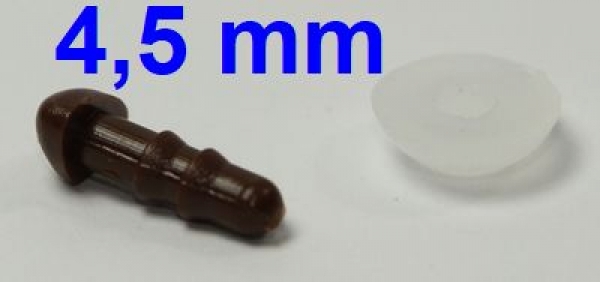 Sicherheitsnase dreieckig hart braun mit Sicherheitsscheibe 4,5 mm