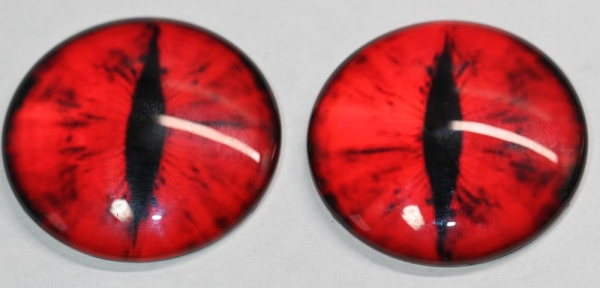 1 Paar Augen Glaslinsen Drache zum Aufkleben 40 mm rot schwarz
