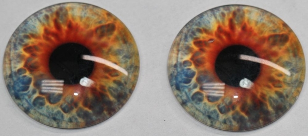 1 Paar Augen Glaslinsen zum Aufkleben 40 mm orange blau