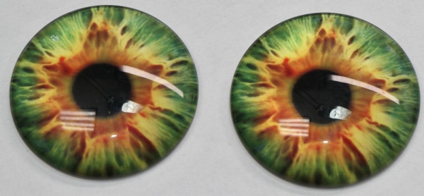 1 Paar Augen Glaslinsen zum Aufkleben 40 mm orange grün gelb