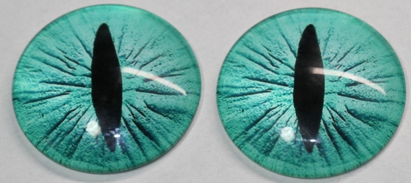 1 Paar Augen Glaslinsen Drache zum Aufkleben 40 mm türkisgrün
