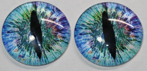 1 Paar Augen Glaslinsen Drache zum Aufkleben 40 mm blau bunt