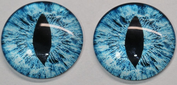 1 Paar Augen Glaslinsen Drache zum Aufkleben 40 mm blau