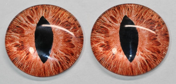 1 Paar Augen Glaslinsen Drache zum Aufkleben 40 mm orange