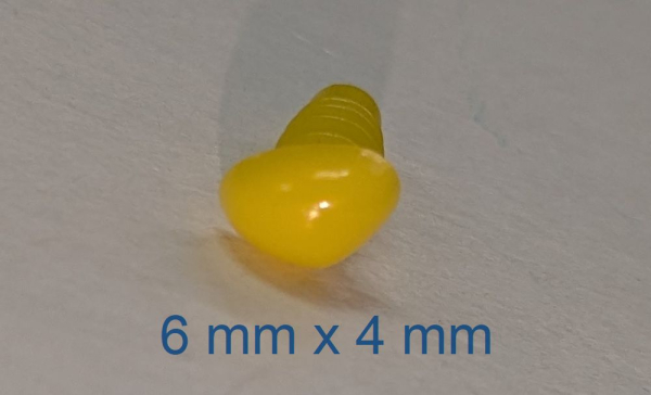 Sicherheitsnase dreieckig hart gelb glänzend mit Sicherheitsscheibe 6 mm