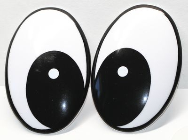 1 Paar 60 mm x 90 mm Sicherheitsaugen Comic weiß schwarz