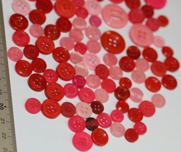 ca. 50 g Knöpfe aus Kunststoff pink-rosa Mix verschiedene Größen und Formen