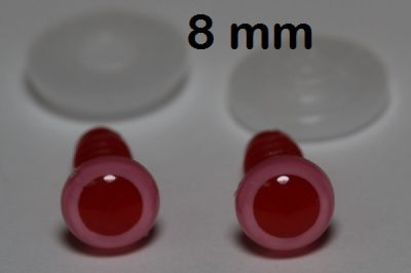 1 Paar Sicherheitsaugen rosa mit roter Pupille